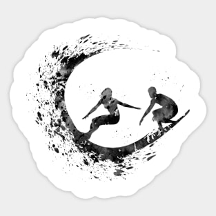 Surfer Couple Sticker